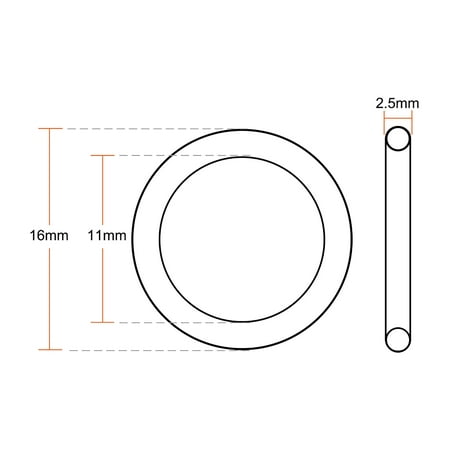 Fluorine Rubber O-Rings 16mm OD 11mm ID 2.5mm Width Seal Seal FKM Brown 20pcs Fluorine Rubber O-Rings 16mm OD 11mm ID 2.5mm Width Seal Seal FKM Brown 20pcs